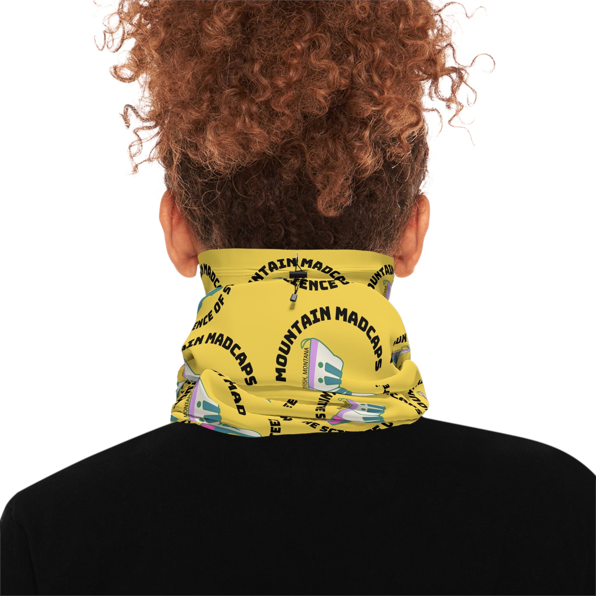 Yellow "Mountain Madcaps"  Drawstring Neck Gaiter