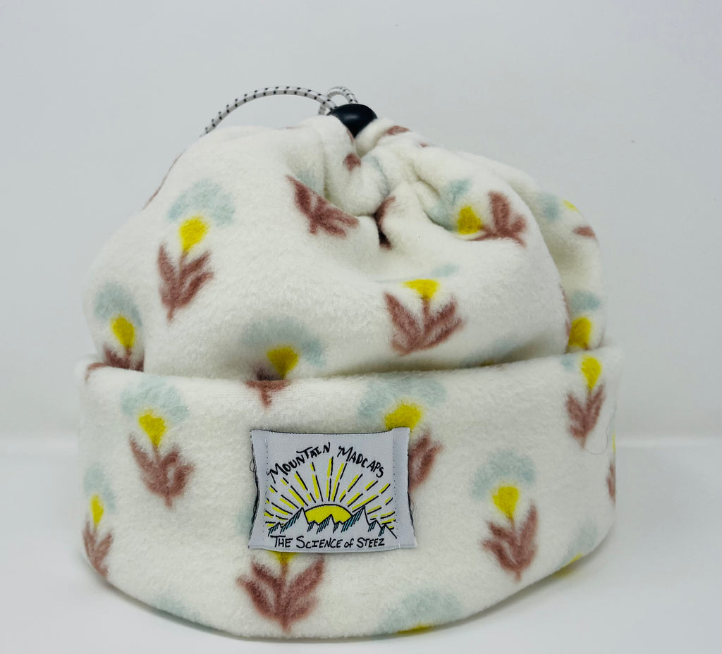 White Autumn Flower cinch hat/buff