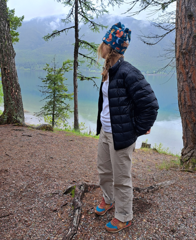 Dark Turquoise Floral 4-Point Beanie