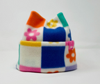 Flower Checker 4-point Beanie, Cute winter hat, ski beanie