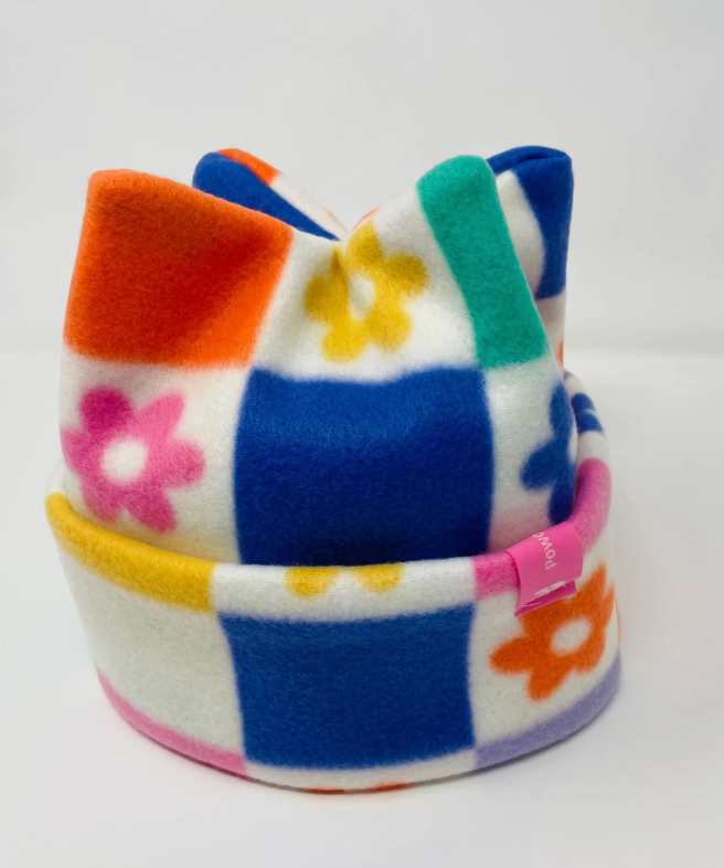 Flower Checker 4-point Beanie, Cute winter hat, ski beanie