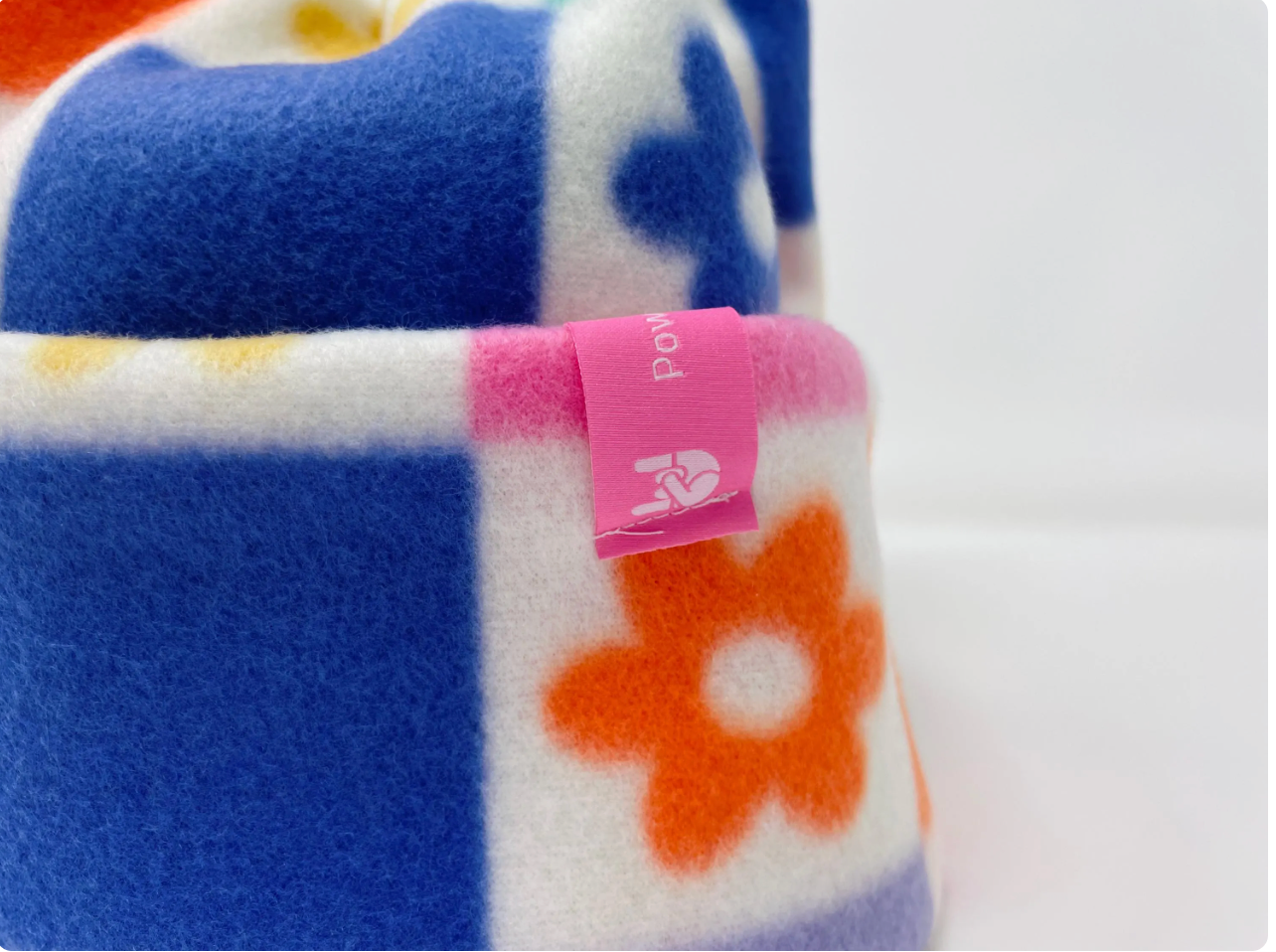 Flower Checker 4-point Beanie, Cute winter hat, ski beanie