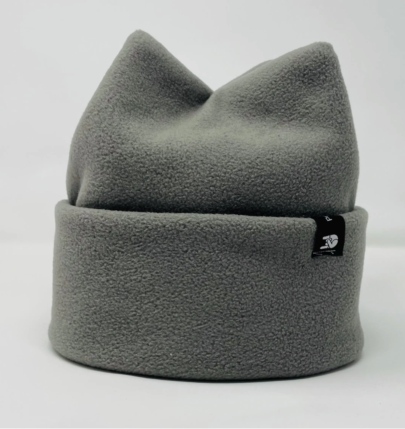 Plush Gray Four Point Beanie, retro 4-point ski hat