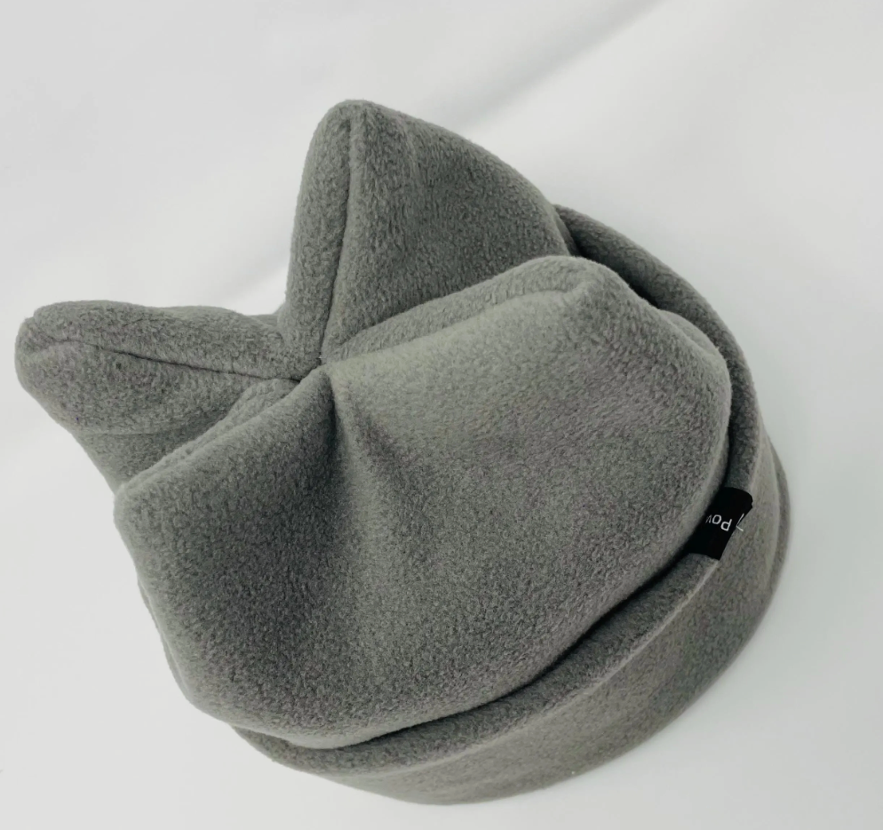 Plush Gray Four Point Beanie, retro 4-point ski hat