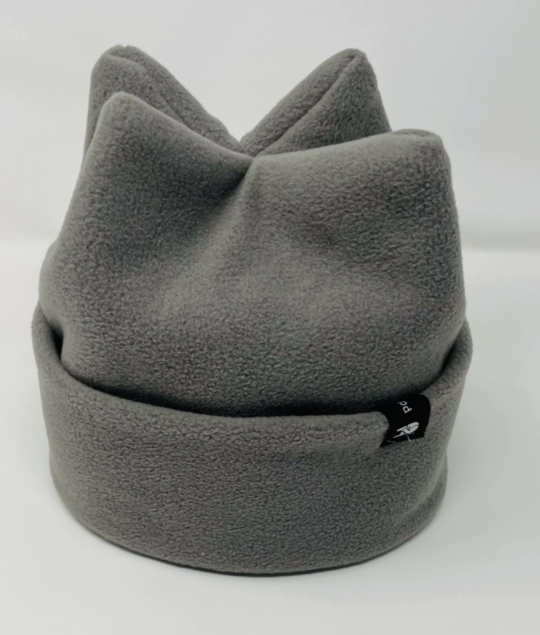 Plush Gray Four Point Beanie, retro 4-point ski hat